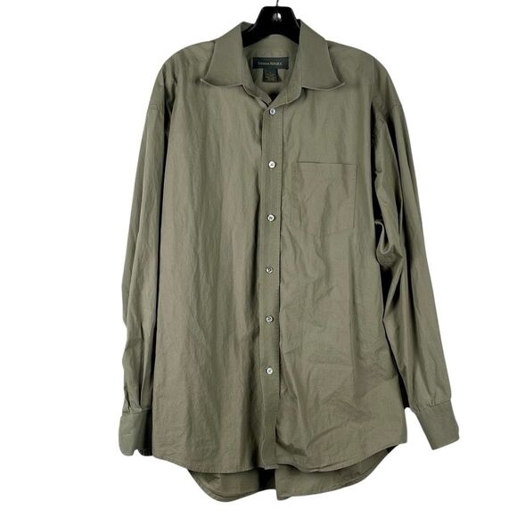 Banana Republic Long Sleeve 100% Cotton Green Button Down Dress Shirt Large - Picture 1 of 9